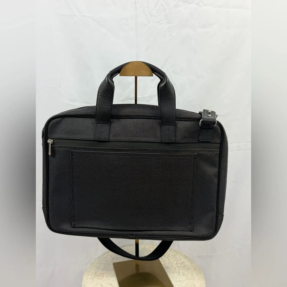 Vintage Dunhill Black Charcoal Briefcase Laptop Bag Leather Trim Strap